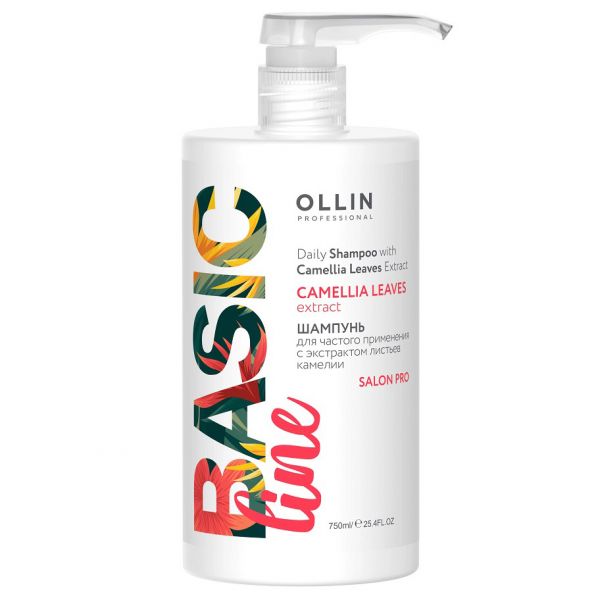 Shampoo for frequent use with Camellia Leaves Basic Line Camellia Leaves OLLIN 750 ml